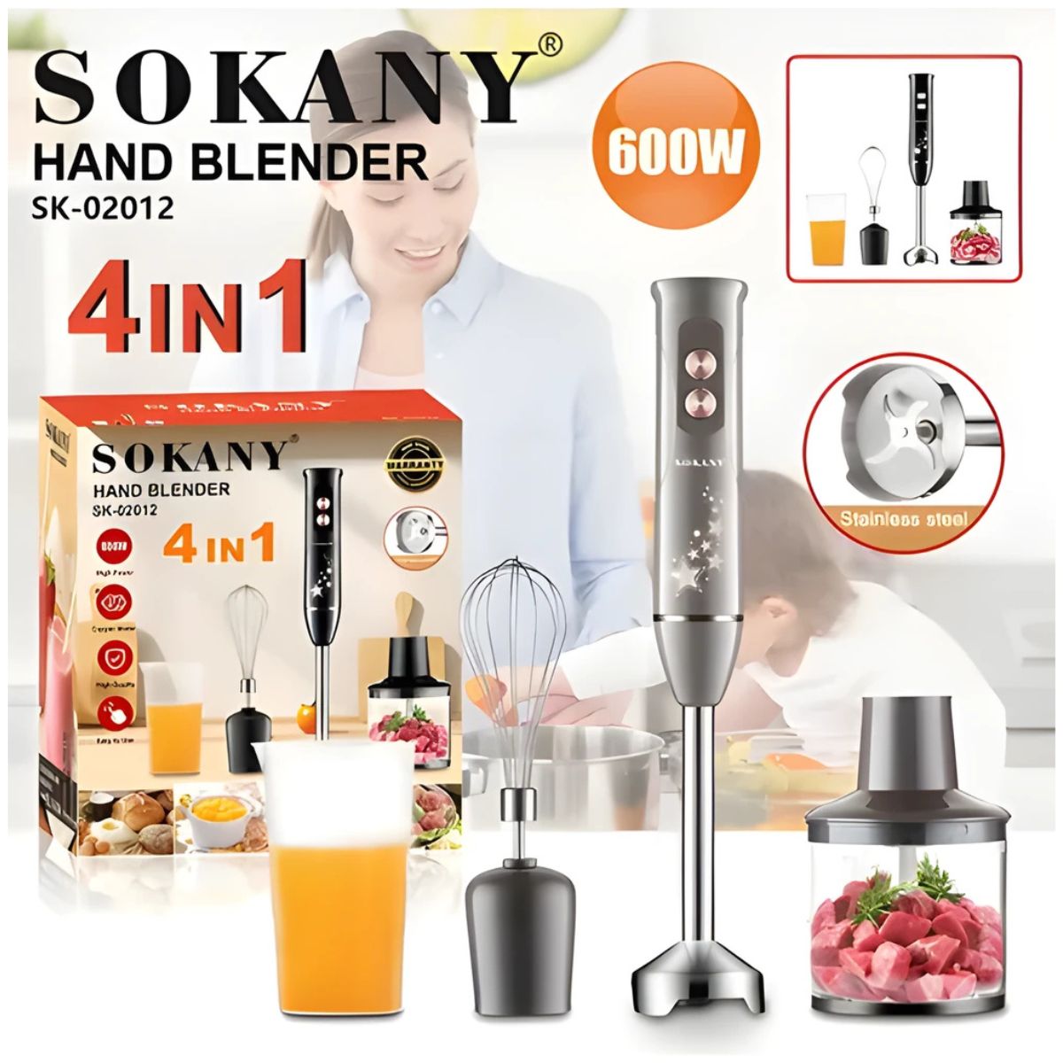 Batidora Eléctrica 4X1 SK-02012 Sokary